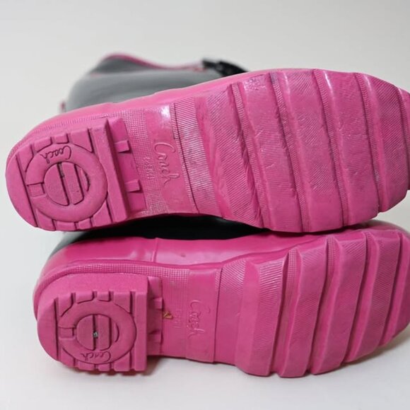 Coach Poppy Rainboots Size 5 Pink & Black - Picture 2 of 5